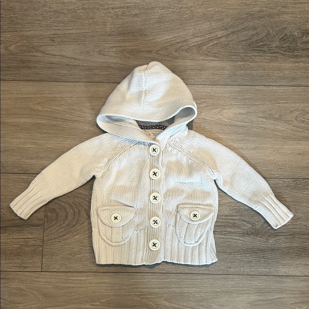 Old Navy Cream Hooded Button-Up Sweater Cardigan Size‎ 12-18 months